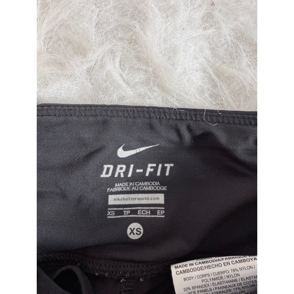 Nike Dri-FIT Running Leggings Womens XS Black White Pattern Lowrise Capri Pants - Picture 3 of 6